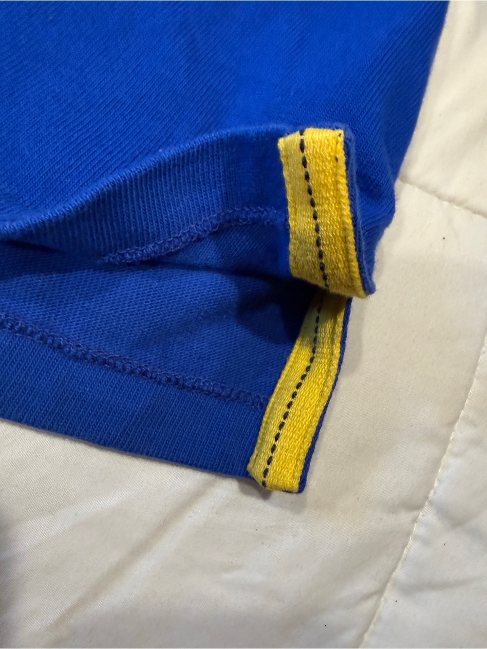 Polo by Ralph Lauren Blue Rugby Shirt with Red & Yellow Stripes - Picture 2 of 3